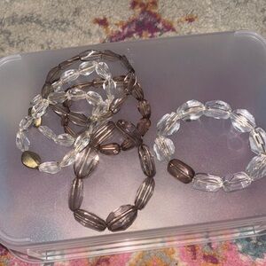 Silver Gray Layered Smoky Quartz Bracelets